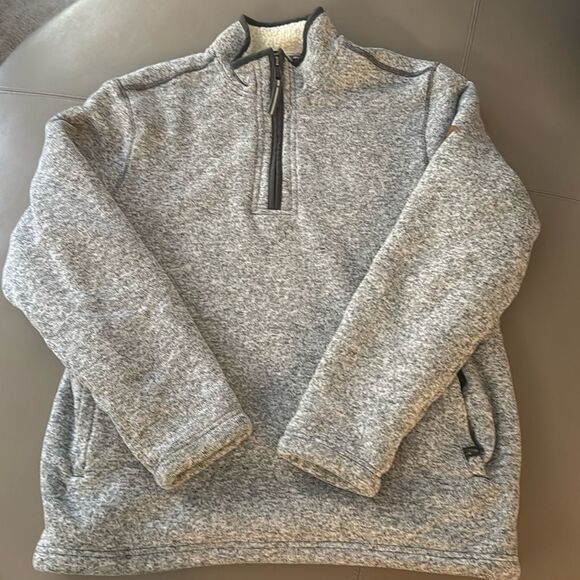 NWOT Orvis Mens Brighton 1/4 zip Fleece Lined Pullover. White/Gray. Size Large. - Picture 1 of 8